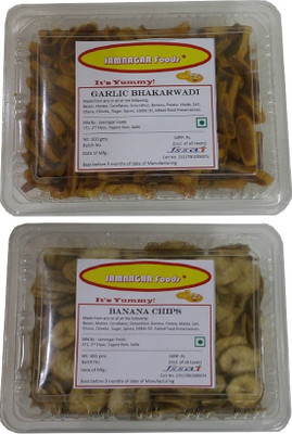 

Jamnagar Foods GARLIC BHAKARWADI 500 GM & BANANA CHIPS 400GM Combo(GARLIC BHAKARWADI 500 GM - BANANA CHIPS 400 GM)