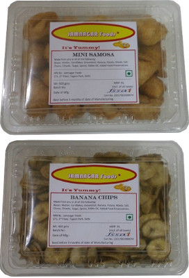 

Jamnagar Foods MINI SAMOSA 500 GM & BANANA CHIPS 400GM Combo(MINI SAMOSA 500 GM - BANANA CHIPS 400 GM)