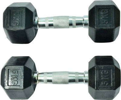 

Monika Sports moni 5 Kg hexagonal dumbell Fixed Weight Dumbbell(10 kg), Black