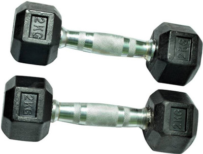 

Monika Sports moni 2 kg hexagonal dumbbells Fixed Weight Dumbbell(4 kg), Black