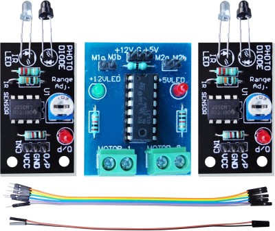 

NASA Tech 2 IR Sensor + motor driver (L293) set with jumper wires(Multicolor)