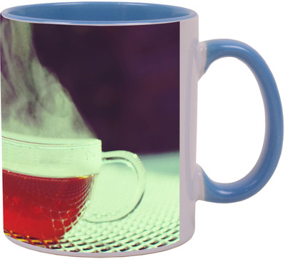 

Arkist hot cup of tea Blue Ceramic Mug(340 ml), Multicolor