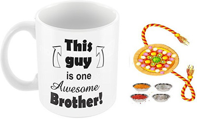 

ME&YOU Raksha Bandhan Gift For Bro/ Bhai; this guy is one awesome brother printed Ceramic Mug(325 ml, Pack of 2), Multicolor