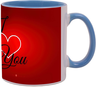 

Arkist valentines day i love you card x16 Blue Ceramic Mug(340 ml), Multicolor