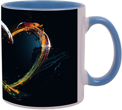 

Arkist paint splash heart Blue Ceramic Mug(340 ml), Multicolor