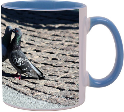

Arkist pigeons love Blue Ceramic Mug(340 ml), Multicolor