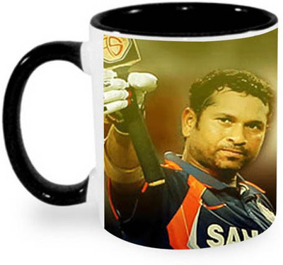 Ashvah Sachin 1 Ceramic Mug(340 ml), Black