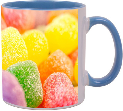 

Arkist sweet candy Blue Ceramic Mug(340 ml), Multicolor