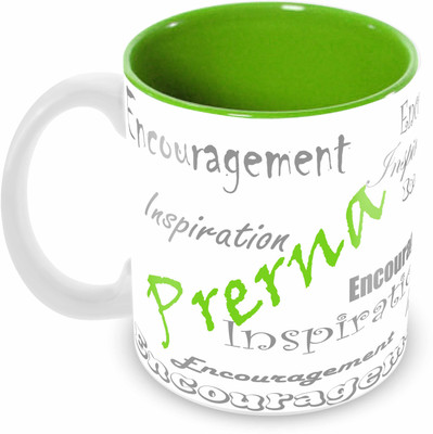 

Tuelip stylish customize name "PRERNA" with meaningful Printed Tea & Coffee 350 ML Ceramic Mug(350 ml), Green