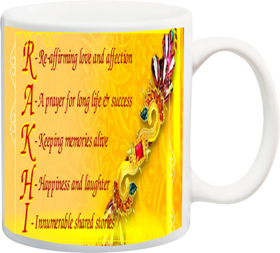 

ME&YOU Raksha Bandhan Gift for Brother/ Bro/ Bhai; Full Form Of Rakhi Printed Ceramic Mug(325 ml), Multicolor