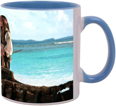

Arkist jack sparrow pirates of the caribbean on strang Blue Ceramic Mug(340 ml), Multicolor