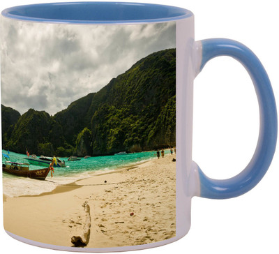 

Arkist maya beach Blue Ceramic Mug(340 ml), Multicolor