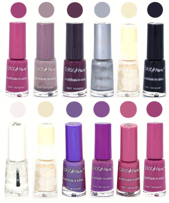 

Color Fever Neon Shine Matte 12 Pcs Set Nail Polish White-Black-Brown-Pink-Purple(Pack of 12)