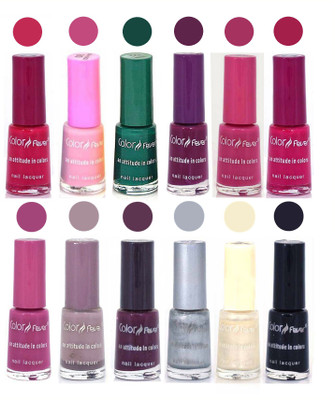 

Color Fever Neon Shine Matte 12 Pcs Set Nail Polish Black-Pink-White-Pink-Green(Pack of 12)