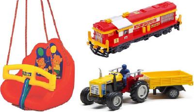 

MN OVERSEAS Swing with Plastic locomotive bus and tractor(Multicolor)