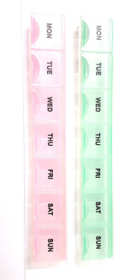 

Pin to Pen 1 week 2 times Pill Box(Pink, Green)