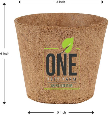 

One Feet Farm organic home gardening Kit - Coir Pot 8 inch dia -with metal stand Plant Container Set(Wood)