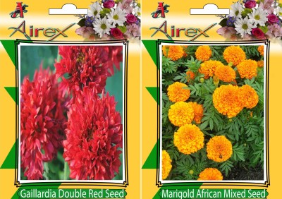 Airex Gaillardia Double Red, Marigold African Mixed Seed(20 per packet)