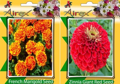 Airex French Marigold, Red Zinnia Seed(25 per packet)