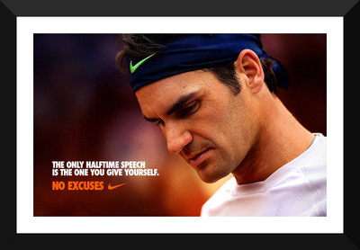 

Spirit Of Sports - Tennis Legend Roger Federer - Inspirational Quote - "The Only Halftime Speech Is The One You Give Yourself" - Premium Quality Framed Poster (12 x 17 inches) For Gym, Home Or Office Paper Print(17 inch X 12 inch, Framed)