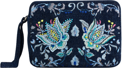 

Patootie Patootie Embellished Denim Makeup Bag Cosmetic Bag(Blue)
