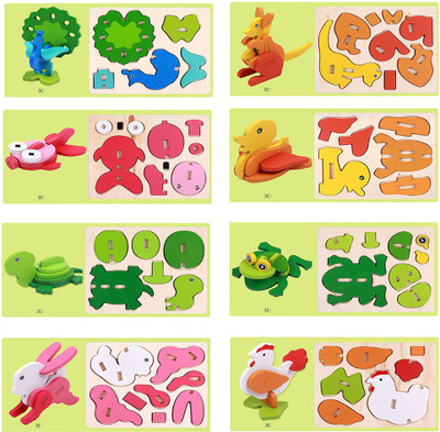 

Tickles 3D Wooden Puzzles Learning ducational Toys (Set of 8 Puzzles) for Kids 2 yrs Plus(8 Pieces)