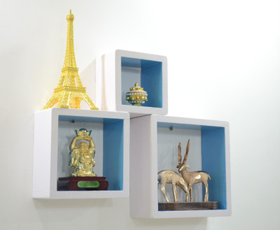 

Devarth Interio MDF Wall Shelf(Number of Shelves - 3, White, Blue)