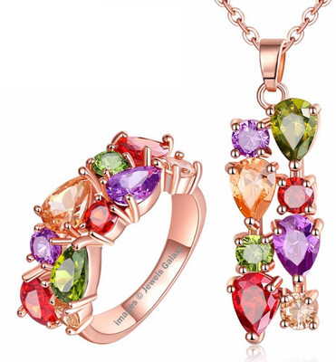 

Jewels Galaxy Alloy Cubic Zirconia Gold-plated Plated Ring, Multicolor