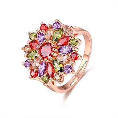 Jewels Galaxy Luxuria Alloy Cubic Zirconia Gold-plated Plated Ring, Multicolor