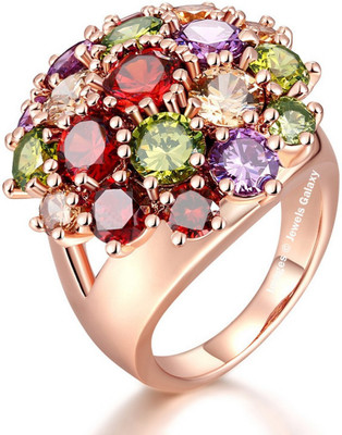 

Jewels Galaxy Luxuria Alloy Cubic Zirconia Gold-plated Plated Ring, Multicolor