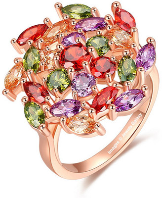 

Jewels Galaxy Luxuria Alloy Cubic Zirconia Gold-plated Plated Ring, Multicolor