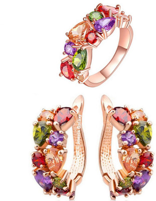 

Jewels Galaxy Alloy Cubic Zirconia Gold-plated Plated Ring, Multicolor
