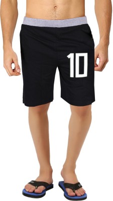 HOTFITS Printed Men Black Basic Shorts