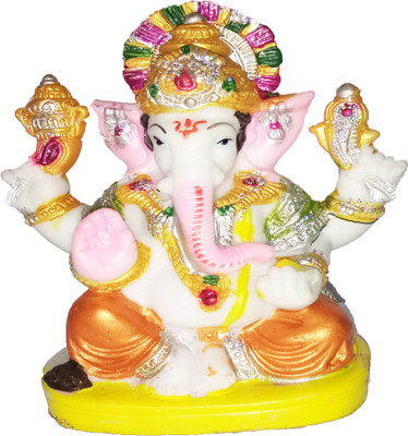 

JaisBoy Ganesh Idol For Car Dashboard | Home Decor | Gifting | Size 5.5 inches | Office Desk Decorative Showpiece - 5.5 cm(Polyester, Yellow, White, Orange)