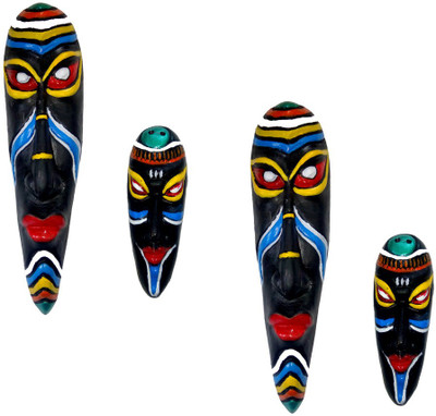 

Rasoh village hand artz nanu tribal african decorative wall hanging masks Decorative Showpiece - 26 cm(Terracotta, Multicolor)