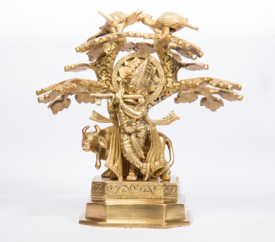ARIHANT CRAFT Hindu God Krishna Idol Kanha Statue Kanahiya Sculpture Hand Craft Decorative Showpiece  -  22.5 cm(Brass, Yellow, Gold)
