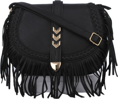 

Style Villaz Girls Casual Black Leatherette Sling Bag