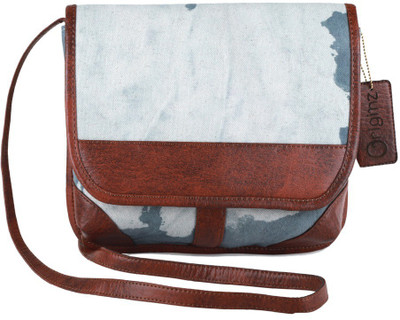 

Originz Women Casual Grey, Brown Rexine Sling Bag, Brown;grey