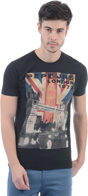 

Pepe Jeans Printed Men's Round Neck Black T-Shirt