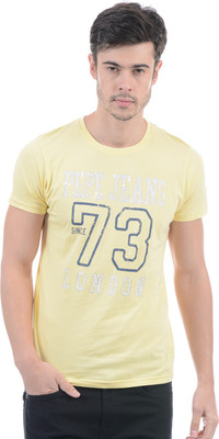 

Pepe Jeans Printed Men's Round Neck Yellow T-Shirt, Lemon