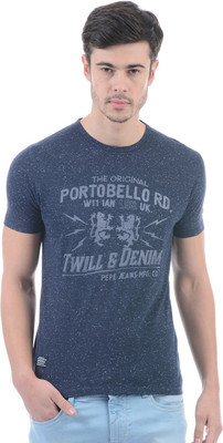 

Pepe Jeans Printed Men' Round Neck Blue T-Shirt, Navy
