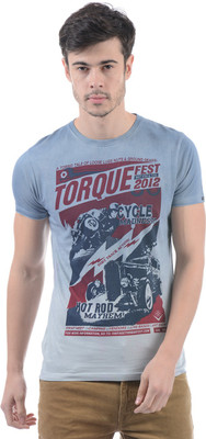 

Pepe Jeans Printed Men's Round Neck Blue, Grey T-Shirt, Indigo