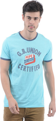 

Pepe Jeans Printed Men's Round Neck Grey T-Shirt, Gr-melan