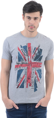 

Pepe Jeans Printed Men' Round Neck Grey T-Shirt, Gr-melan