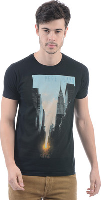 

Pepe Jeans Printed Men's Round Neck Black T-Shirt