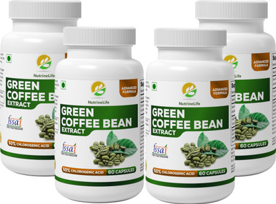 

NutrineLife Pure and Natural Green Coffee Bean Extract Capsules Weight Loss For Men And Women, Natural Supplements for weight management and Appetite Suppressant Supplement, 60 Veg Capsules, 800 Mg, 50% Chlorogenic Acid (Pack of 4)(60 No)