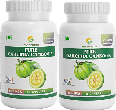 

NutrineLife Pure Garcinia Cambogia 100% Natural Extract, Weight Loss Pill, Appetite Suppressant, carb blocker and burn fat formula for Women and man, 60% HCA, 90 Veg Capsules (Pack of 2)(90 No)