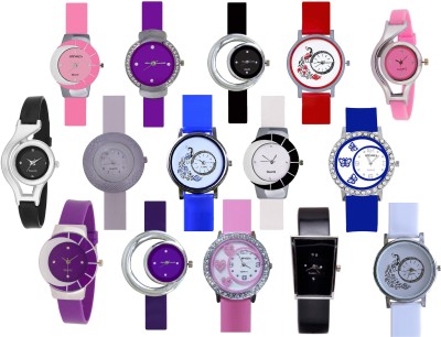 SPINOZA Pink purple black blue etc colors beautiful and attractive shapes collation pack of 15 watches Watch  - For Girls   Watches  (SPINOZA)