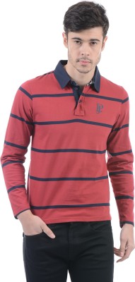 

Pepe Jeans Striped Men's Polo Neck Red T-Shirt, Deep-red