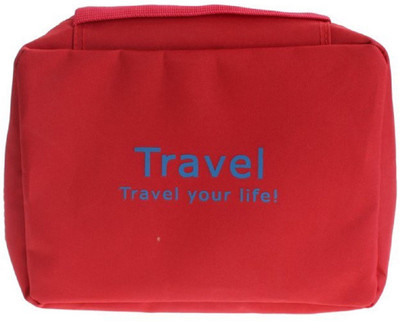 

Italish Portable Cosmetic Makeup Pouch Travel Toiletry Zipper Storage Hanging Bag Travel Toiletry Kit(Red)